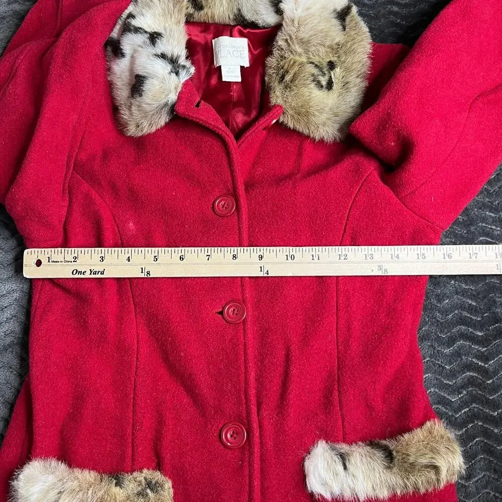 The Children's Place 60% Wool Girls Red Pea Coat size Large